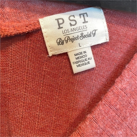 PST by Project Social T V-Neck Knit Sweater Ribbed Heather Chili Large New NWT - Picture 5 of 8